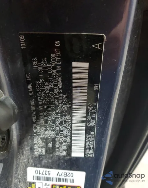 2010 Toyota Sienna Ce из США, поврежденный, VIN 5TDKK4CC5AS324107